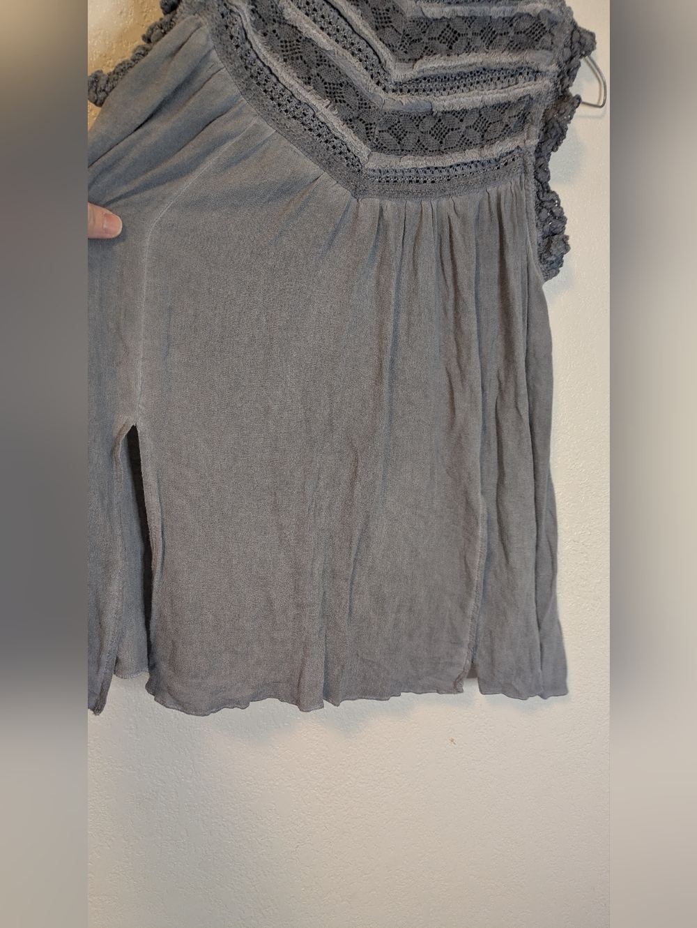 POL Bohemian Lace High Neck Tunic - Gray Mineral Wash - Picture 9 of 10